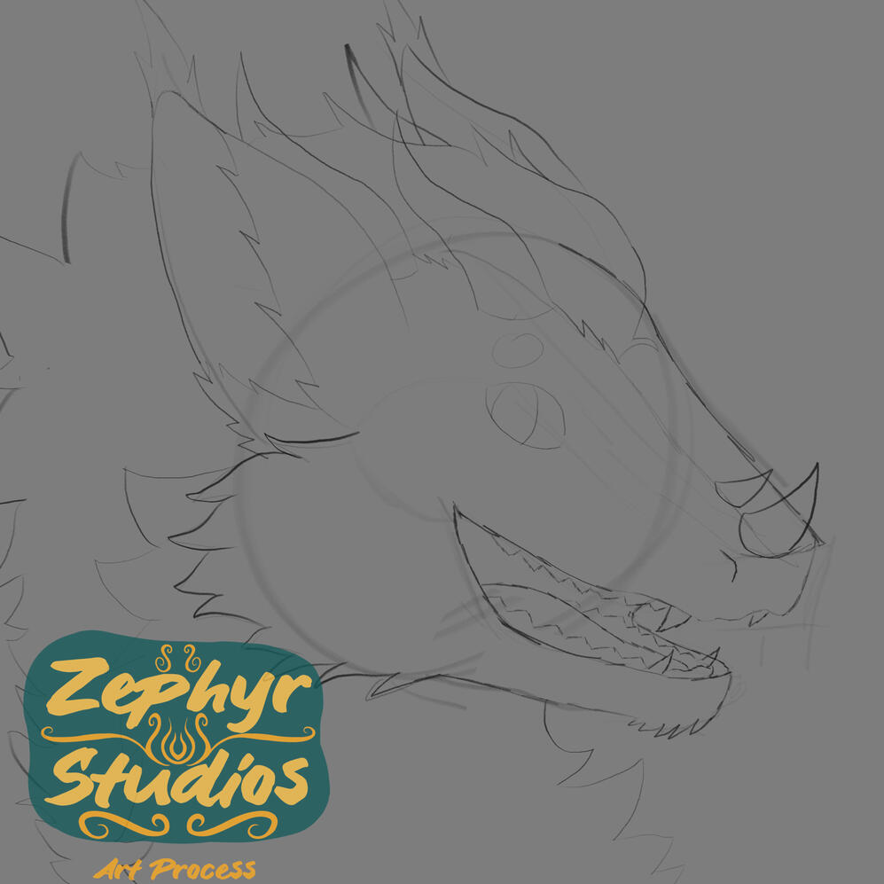 A blocky base sketch for an icon showing a fluffy anthropomorphic dragon-like character from the neck up